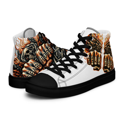 Bare Knuckle Biker Men’s high top canvas shoes