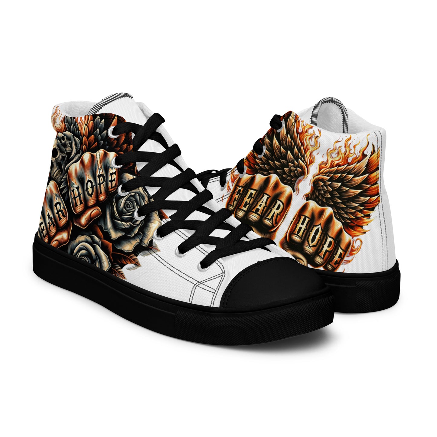 Bare Knuckle Biker Men’s high top canvas shoes